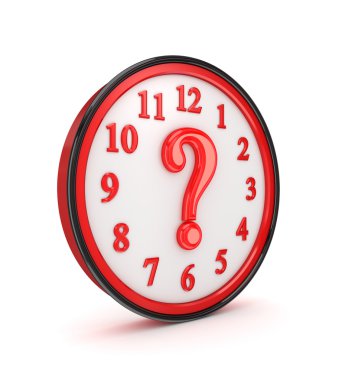 Query symbol on a red watch. clipart