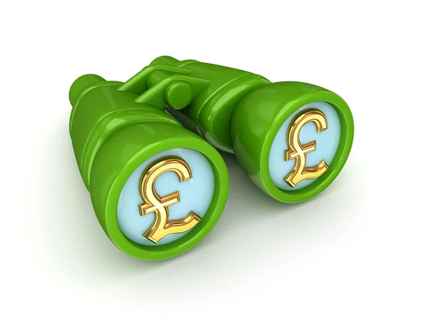Binoculars with pound sterling symbol. — Stock Photo, Image