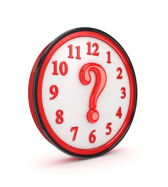 Símbolo de consulta em um relógio vermelho . — Fotografia de Stock