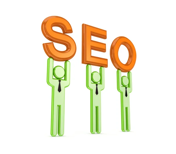 3d small with a word SEO in a hands. — Stock Photo, Image