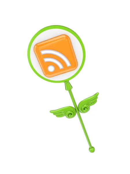 Green magic wand with RSS symbol. — Stock Photo, Image