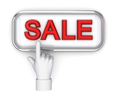 Hand pushing button SALE. clipart