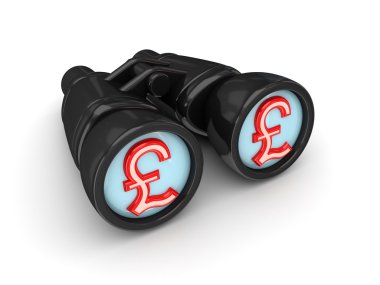 Binoculars with pound sterling symbol. clipart