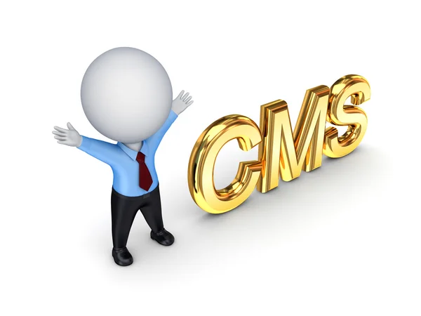 3d small person with a word CMS. — Stock Photo, Image