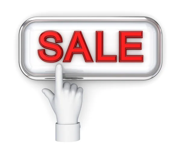 Hand pushing button SALE. — Stock Photo, Image