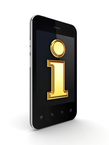 Modernes Mobiltelefon mit Infosymbol auf dem Bildschirm. — Stockfoto