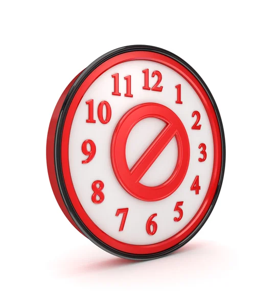 Stop simbolo su un orologio rosso . — Foto Stock