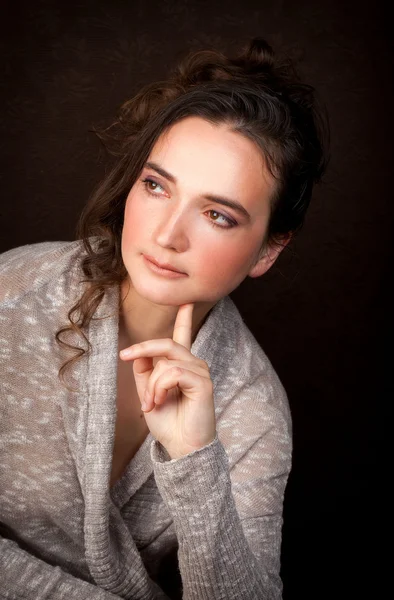 Portrait of the young woman with east eyes — Stock Photo, Image