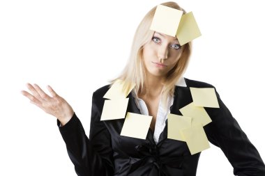 Business blonde woman with dejected expression clipart