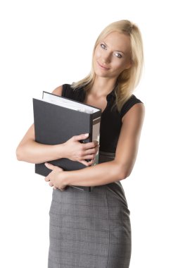 Blonde business woman, she smiles clipart