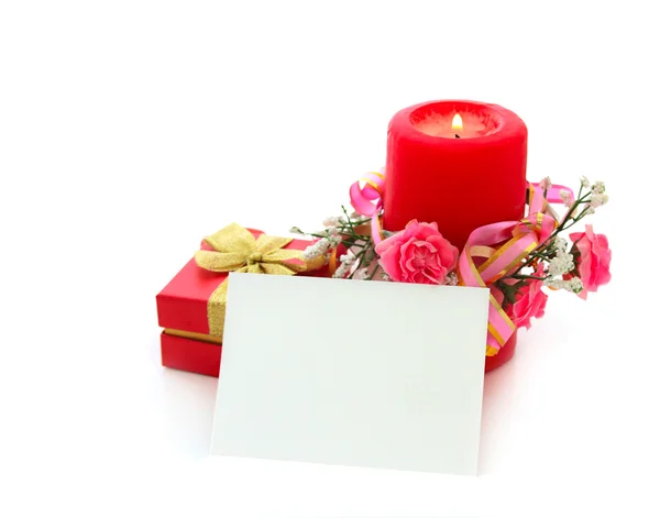 촛불, 상자 및 그림 엽서 — 스톡 사진