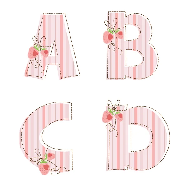 Patchwork alphabet. Letter A, B, C, D — Stock Vector