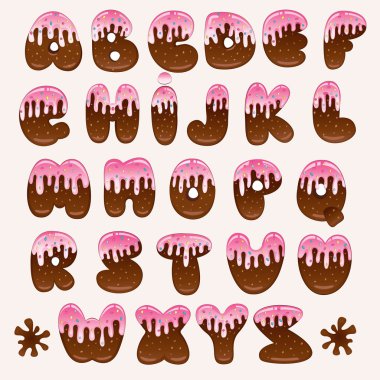 Chocolate pink alphabet clipart