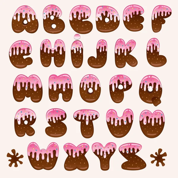 Chocolate pink alphabet — Stock Vector