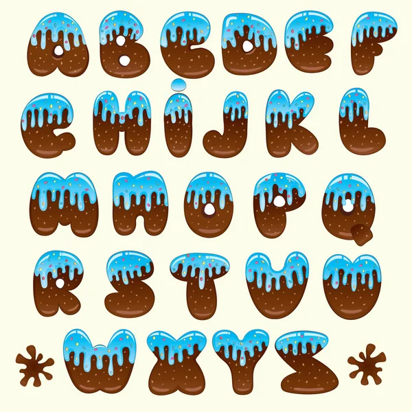 Chocolade blauwe alfabet — Stockvector
