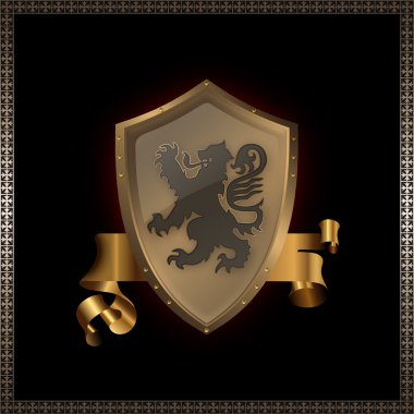 Medieval shield and ribbon. clipart