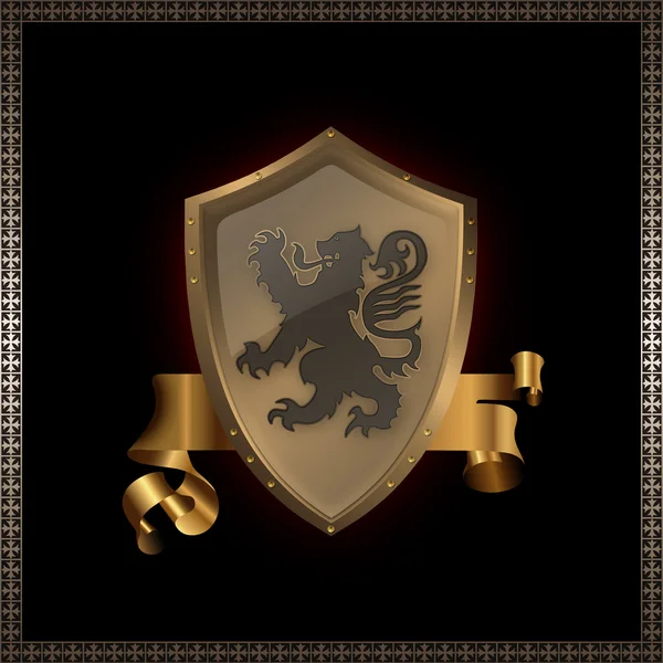 Medieval shield and ribbon. — Stock Photo, Image
