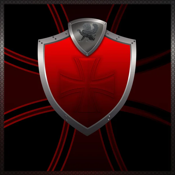Silver red shield. — Stock Photo, Image