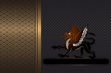 Vintage background with dragon image. clipart