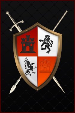 Shield with sword and spear. clipart