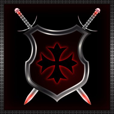 Abstract shield with swords. clipart