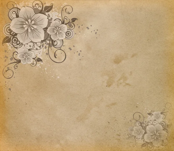 Grunge paper with flowers. — Stock Photo, Image