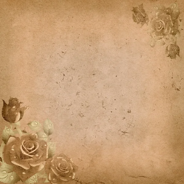 Grunge paper with roses. — Stock Photo, Image