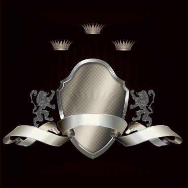 Heraldic shield and ribbon. clipart