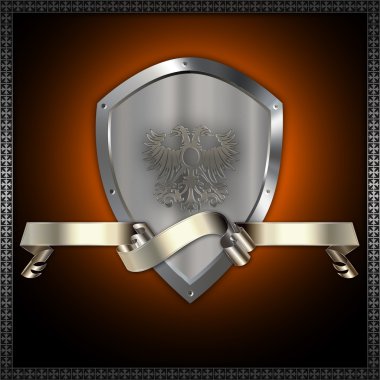 Heraldic shield and ribbon. clipart