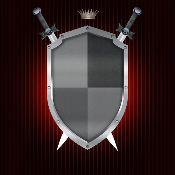 Wappenschild und Schwerter — Stockfoto