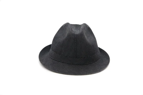 Elegante sombrero negro aislado sobre fondo blanco Imagen de archivo