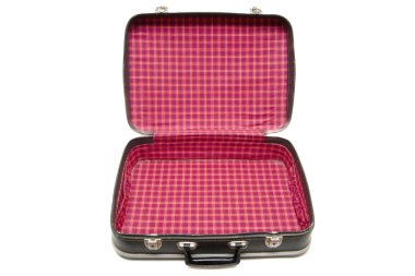 Open vintage suitcase over a white background clipart