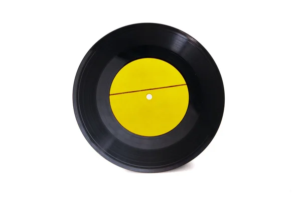New yellow empty gramophone vinyl record isolated on white background — Stock Photo, Image