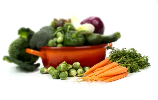 Frukt och grönsaker, med grunt fokus — Stockfoto