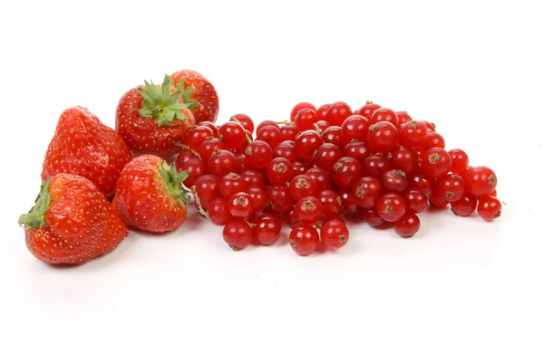 Strawberries and redcurrant berries — Stock Photo, Image