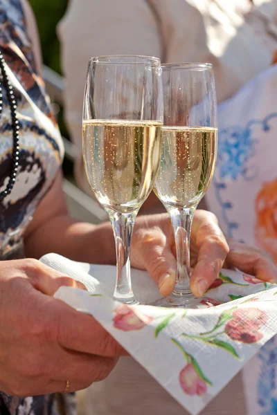 Wine glasses with champagne — Stock Photo, Image