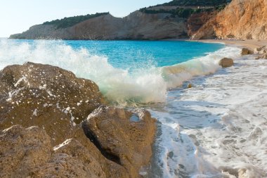 Surf wave on Porto Katsiki beach (Lefkada, Greece) clipart