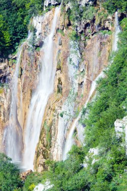 Large waterfall in Plitvice Lakes National Park (Croatia) clipart