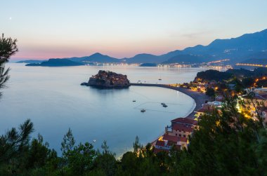 Night Sveti Stefan sea islet (Montenegro) clipart