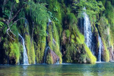 plitvice gölleri Milli Parkı (Hırvatistan yaz şelaleler)