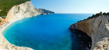 Porto katsiki plaj yaz panoraması (lefkada, Yunanistan)