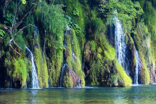 Sommaren vattenfallen i nationalparken Plitvicesjöarna (Kroatien) — Stockfoto