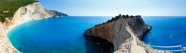 Porto Katsiki beach summer panorama (Lefkada, Grécia) ) — Fotografia de Stock