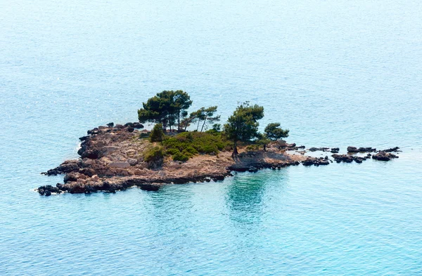 Kleine rotsachtige eiland met enkele bomen — Stockfoto