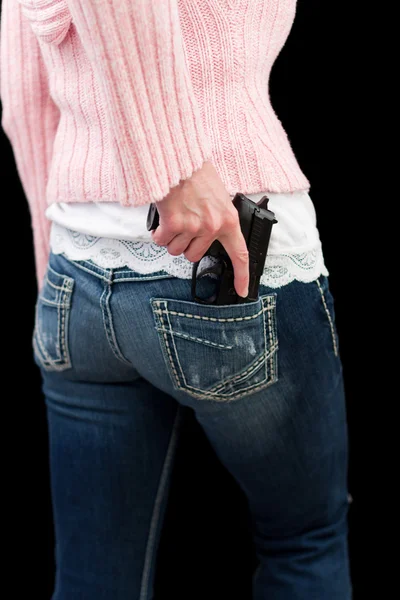 Nő egy pisztolyt — Stock Fotó