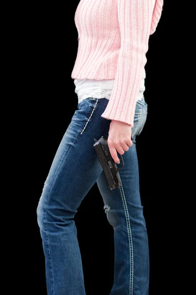 Γυναίκα με ένα πυροβόλο όπλο — Φωτογραφία Αρχείου