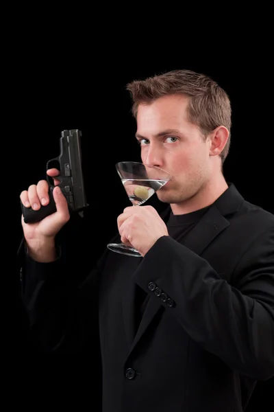 Modelo masculino caucásico con un arma —  Fotos de Stock
