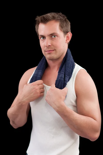 Caucasian man after working out — Stock Photo, Image