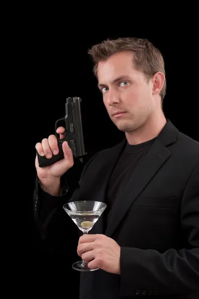 Masculino caucasiano modelo com um arma — Fotografia de Stock