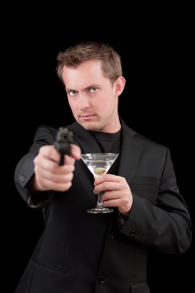 Male caucasian model with a gun — Stock Photo, Image